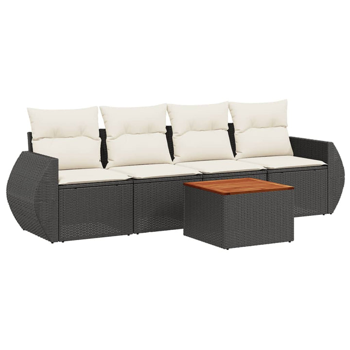 sofasæt til haven 5 dele med hynder polyrattan sort