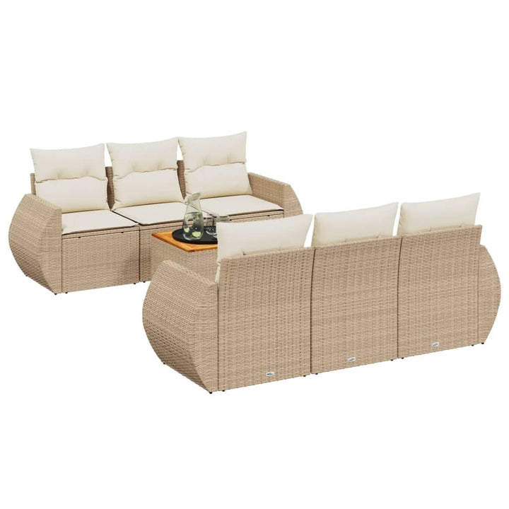 sofasæt til haven 7 dele med hynder polyrattan beige