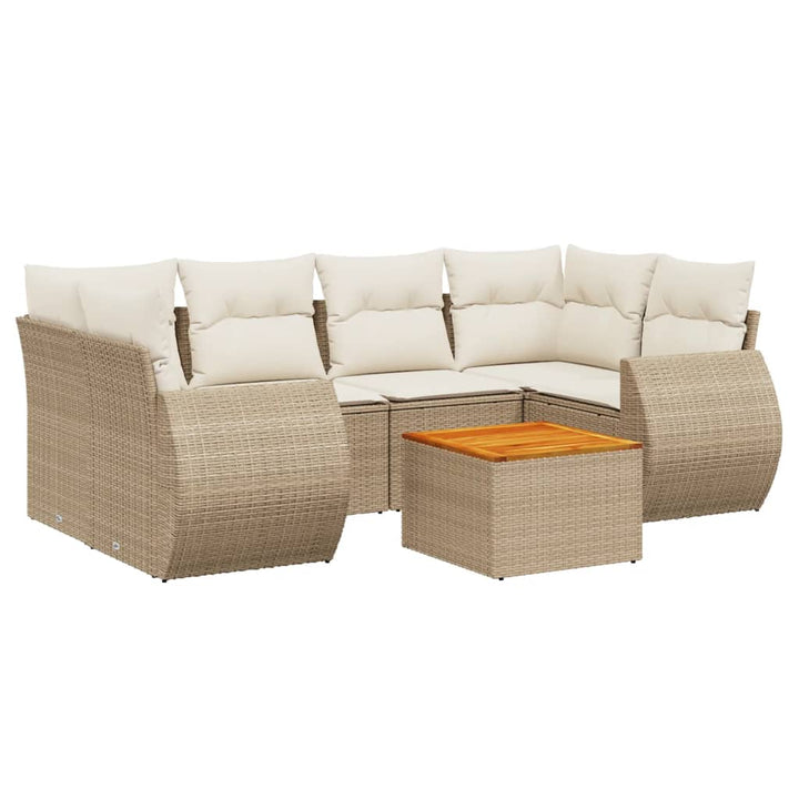 sofasæt til haven 7 dele med hynder polyrattan beige