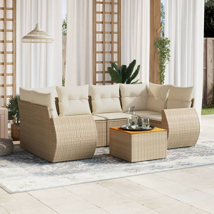 sofasæt til haven 7 dele med hynder polyrattan beige