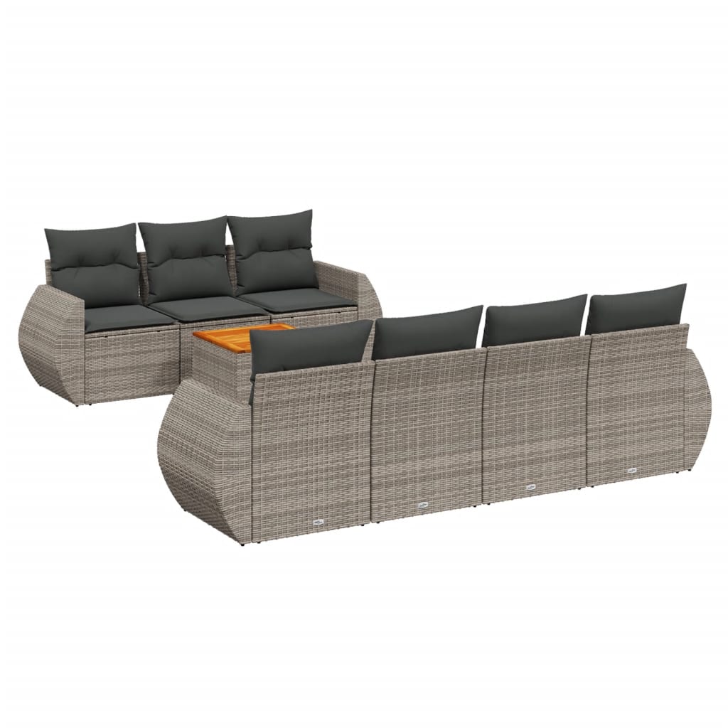 sofasæt til haven 8 dele med hynder polyrattan grå