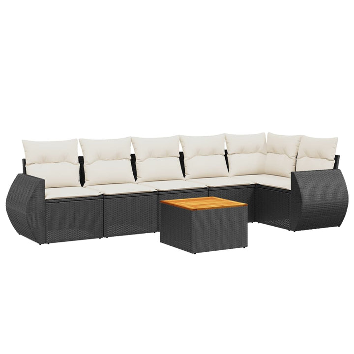 sofasæt til haven 7 dele med hynder polyrattan sort