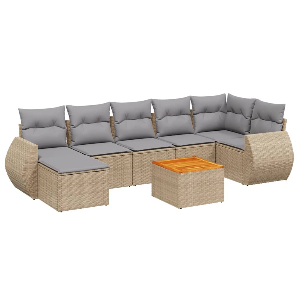 sofasæt til haven 8 dele med hynder polyrattan beige