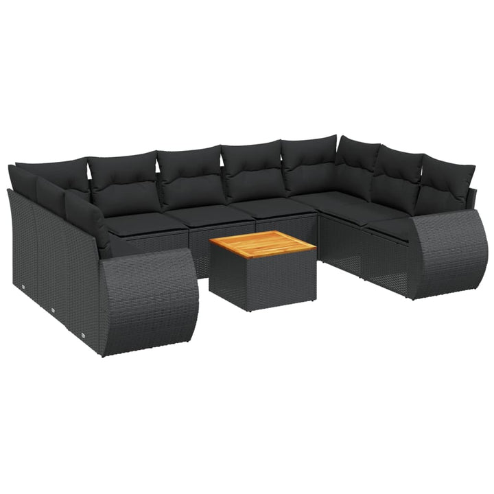 sofasæt til haven 10 dele med hynder polyrattan sort