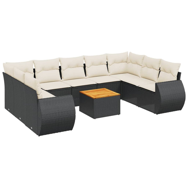 sofasæt til haven 10 dele med hynder polyrattan sort