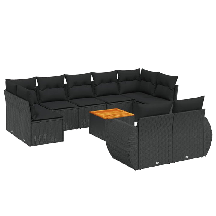 sofasæt til haven 10 dele med hynder polyrattan sort