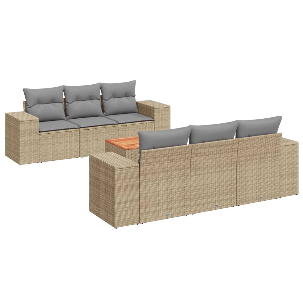 sofasæt til haven 7 dele med hynder polyrattan beige