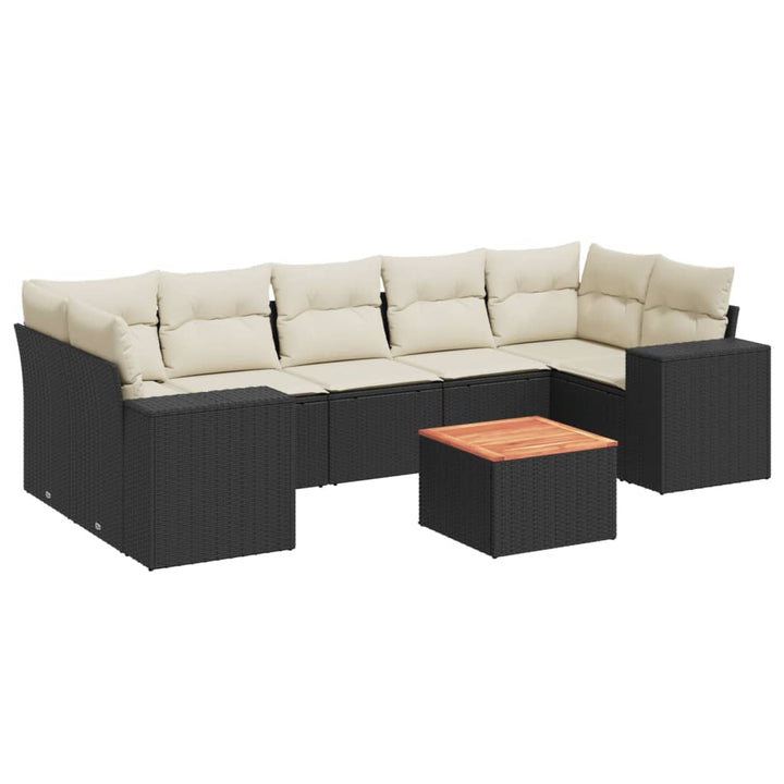 sofasæt til haven 8 dele med hynder polyrattan sort