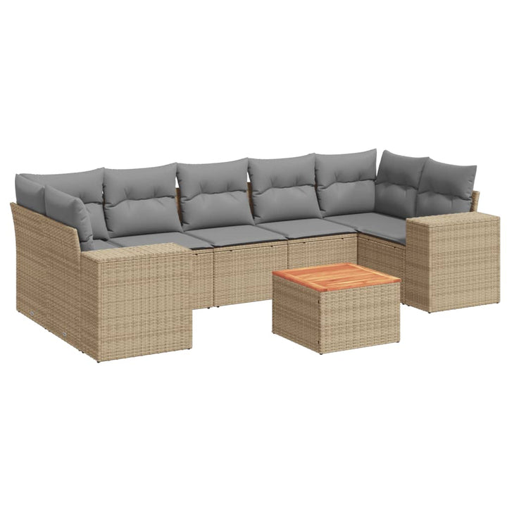 sofasæt til haven 8 dele med hynder polyrattan beige