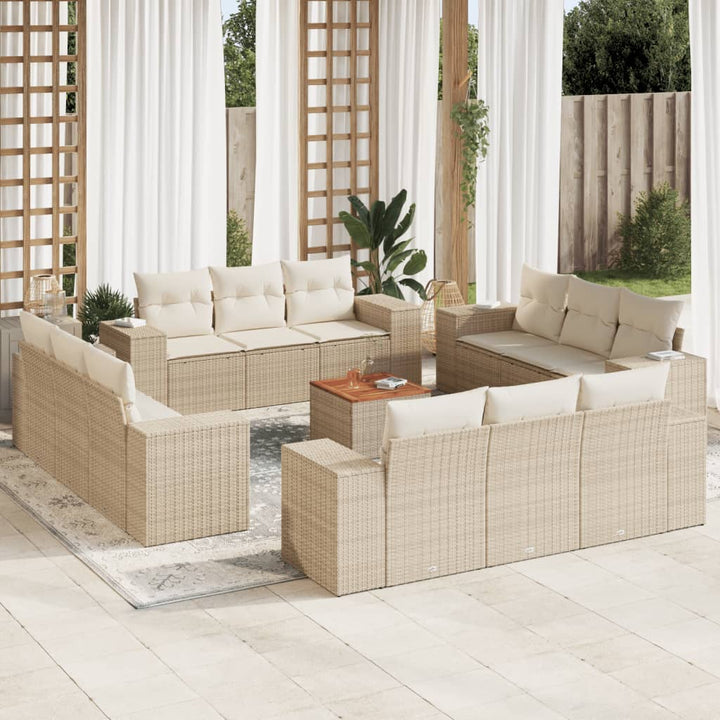 sofasæt til haven 13 dele med hynder polyrattan beige