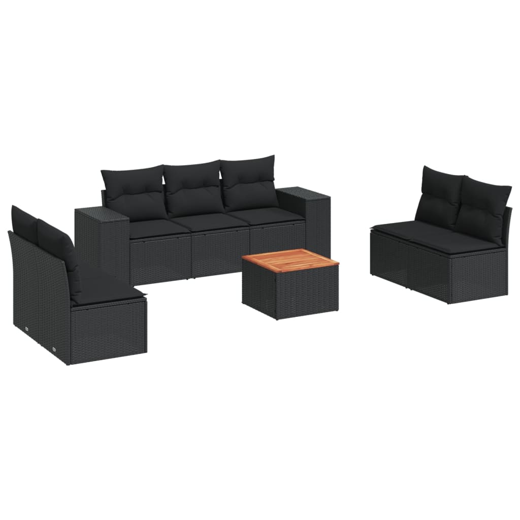 sofasæt til haven 8 dele med hynder polyrattan sort