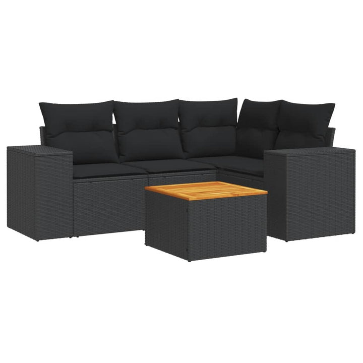 sofasæt til haven 5 dele med hynder polyrattan sort