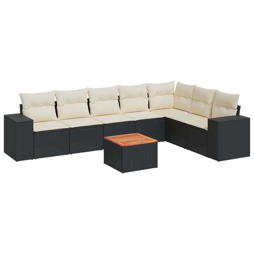 sofasæt til haven 8 dele med hynder polyrattan sort