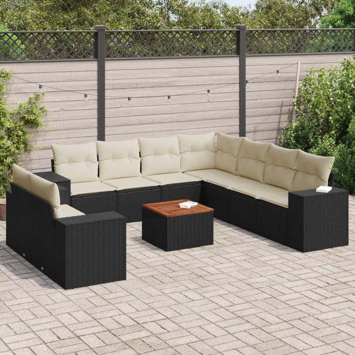 sofasæt til haven 10 dele med hynder polyrattan sort