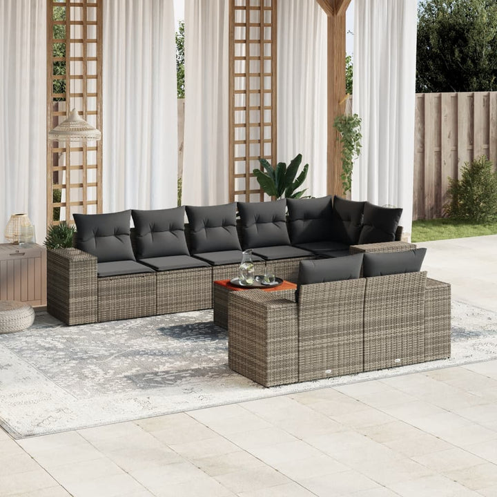 sofasæt til haven 9 dele med hynder polyrattan grå