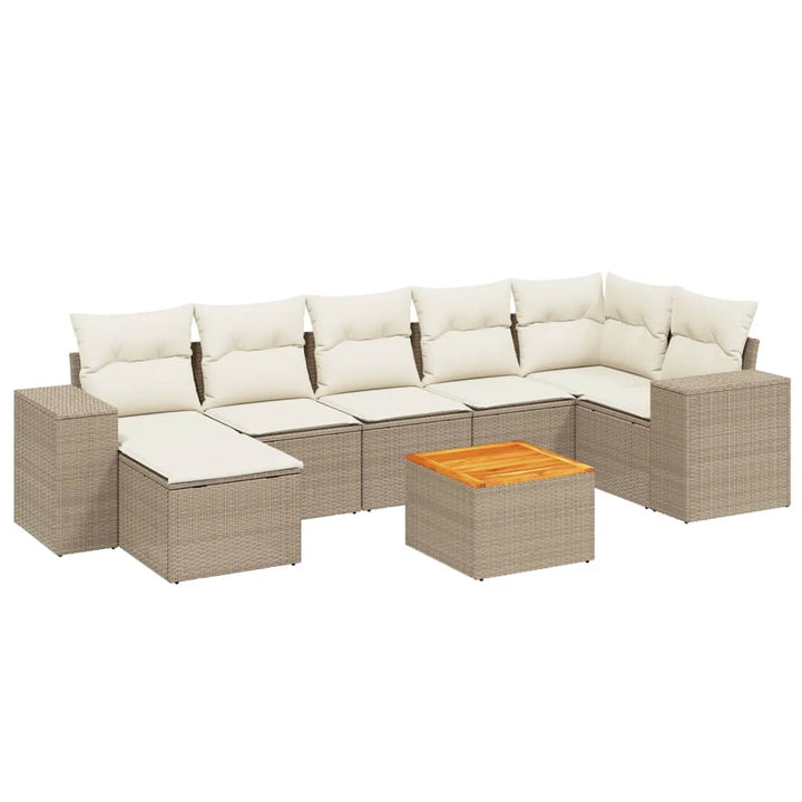 sofasæt til haven 8 dele med hynder polyrattan beige
