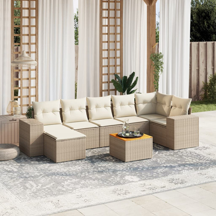 sofasæt til haven 8 dele med hynder polyrattan beige