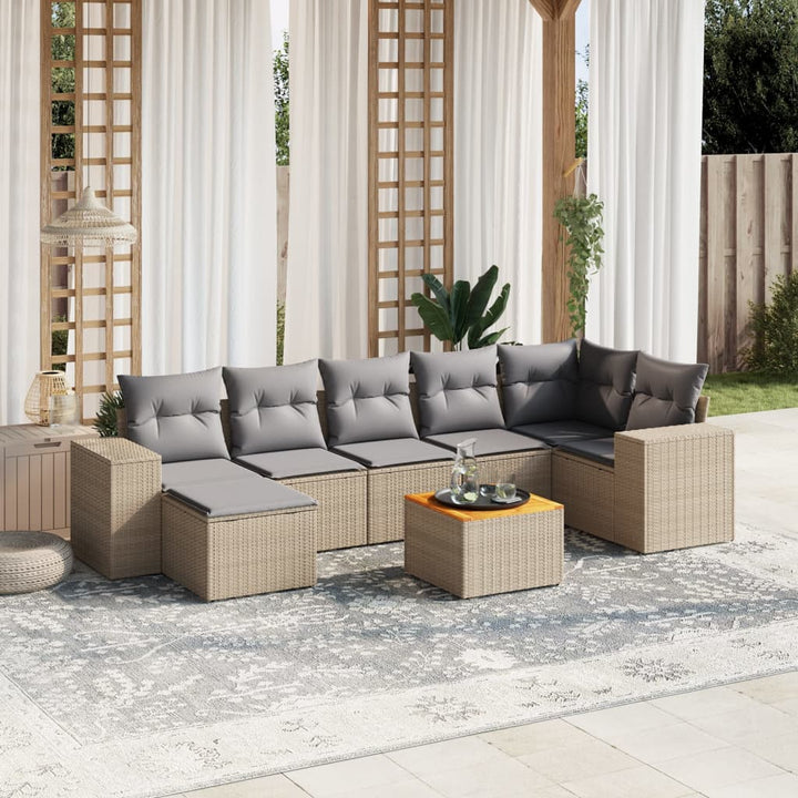 sofasæt til haven 8 dele med hynder polyrattan beige
