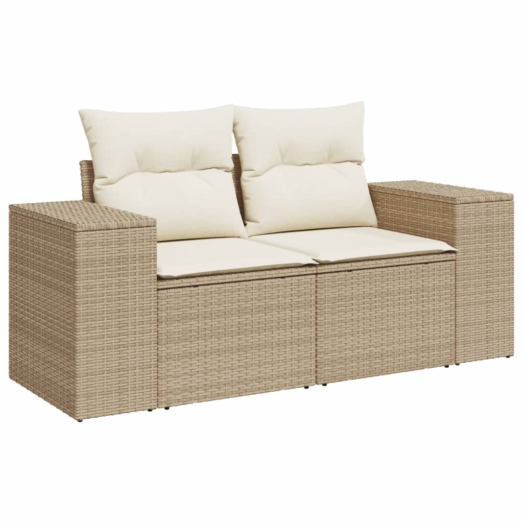 sofasæt til haven 9 dele med hynder polyrattan beige