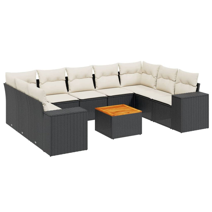 sofasæt til haven 10 dele med hynder polyrattan sort