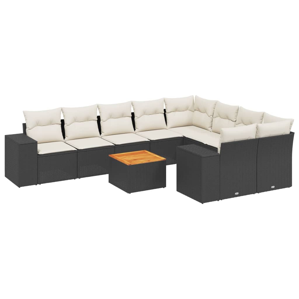 sofasæt til haven 10 dele med hynder polyrattan sort