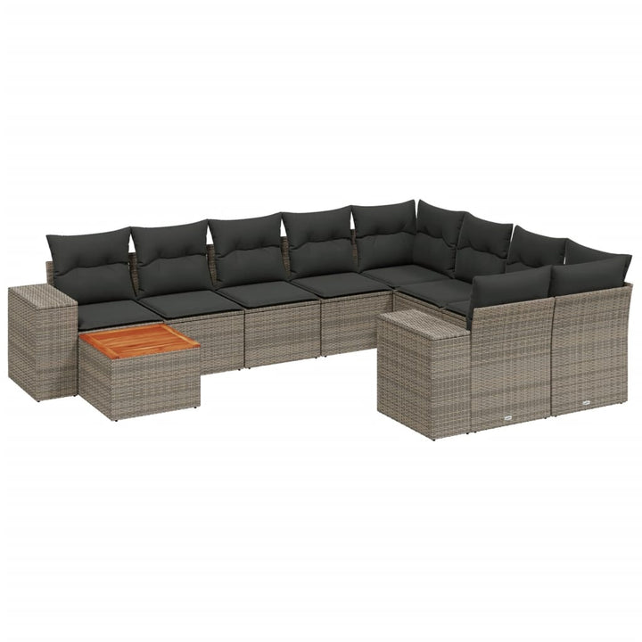 sofasæt til haven 10 dele med hynder polyrattan grå