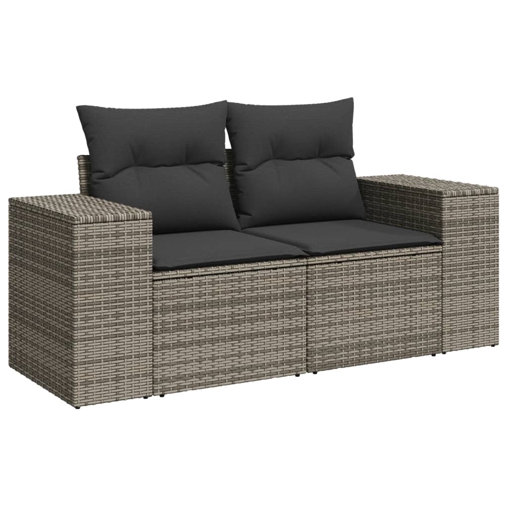 loungesæt til haven 11 dele med hynder polyrattan grå