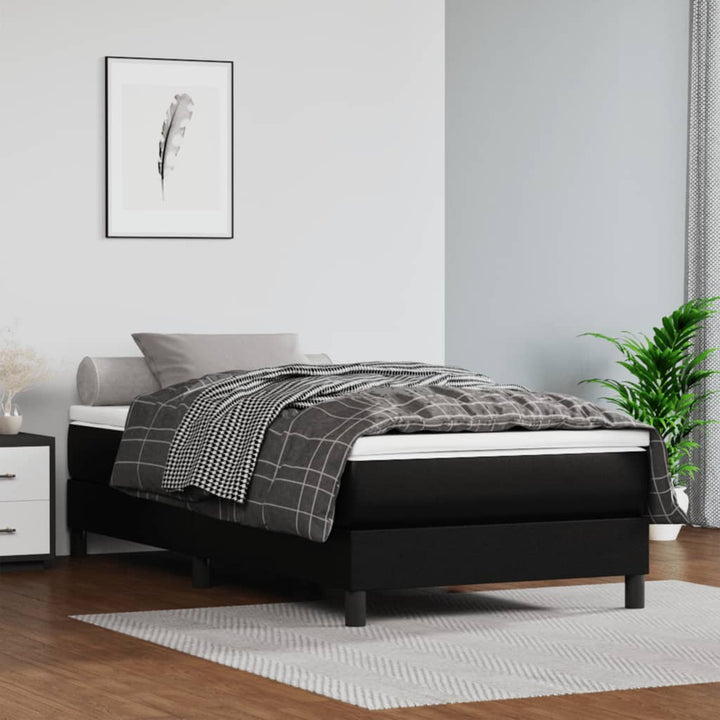 springmadras med pocketfjedre medium 120x190x20 cm kunstlæder sort