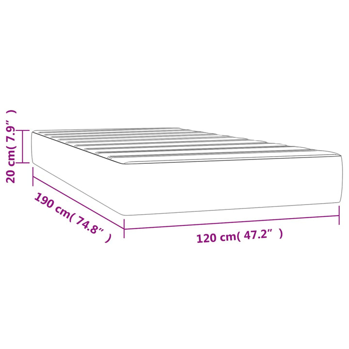 springmadras med pocketfjedre medium 120x190x20 cm kunstlæder hvid