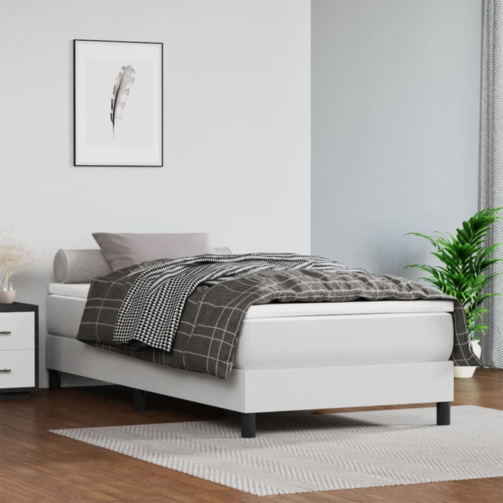 springmadras med pocketfjedre medium 120x190x20 cm kunstlæder hvid