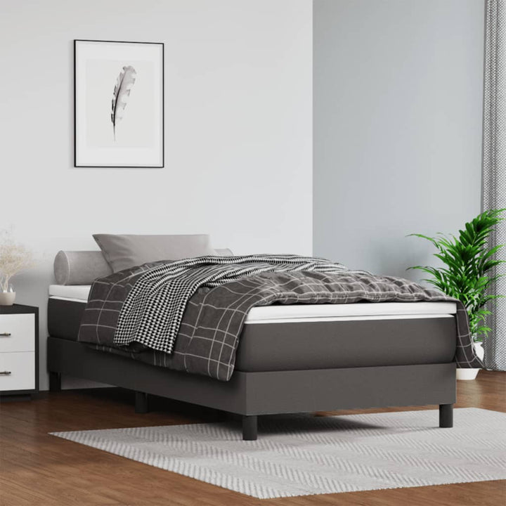 springmadras med pocketfjedre medium 120x190x20 cm kunstlæder grå