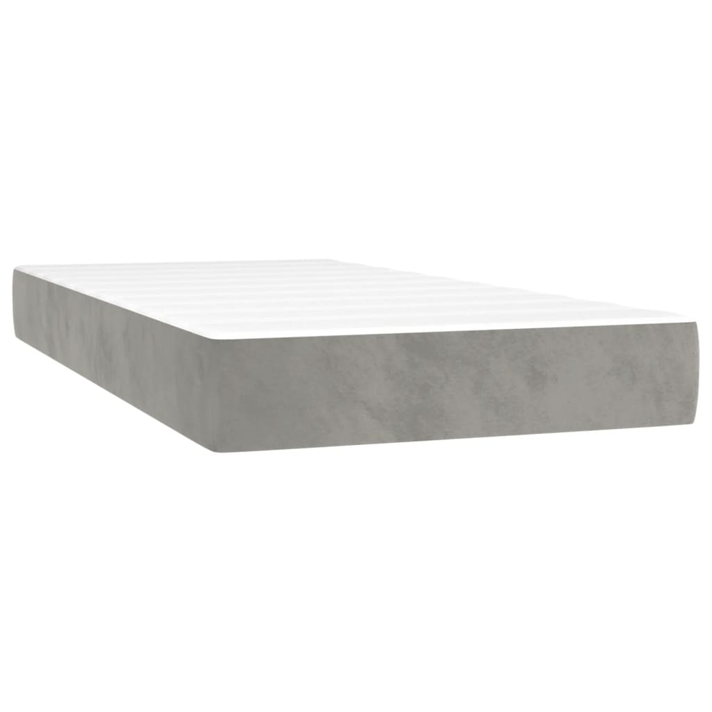 springmadras med pocketfjedre medium 120x190x20 cm fløjl lysegrå