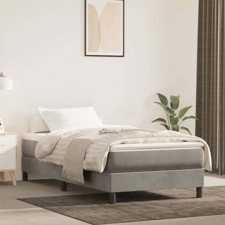 springmadras med pocketfjedre medium 120x190x20 cm fløjl lysegrå