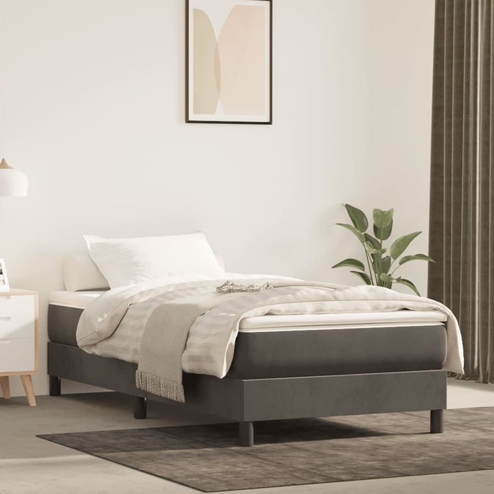 springmadras med pocketfjedre medium 120x190x20 cm fløjl mørkegrå