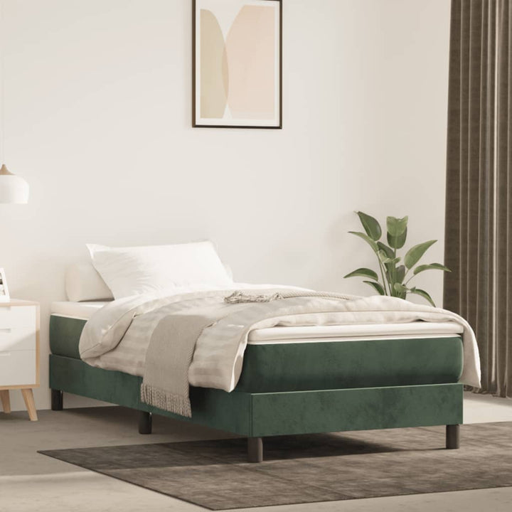 springmadras med pocketfjedre medium 120x190x20 cm fløjl mørkegrøn