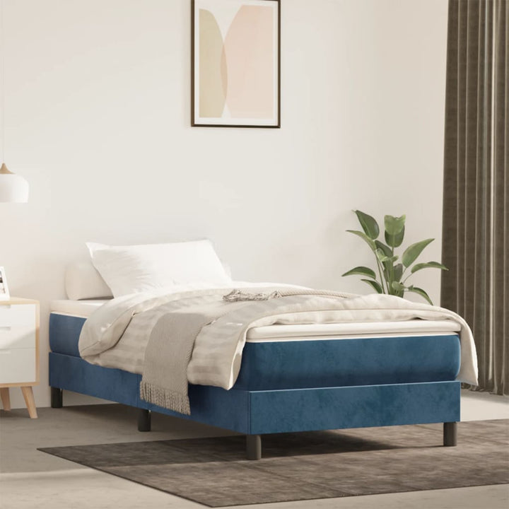 springmadras med pocketfjedre medium 120x190x20 cm fløjl mørkeblå