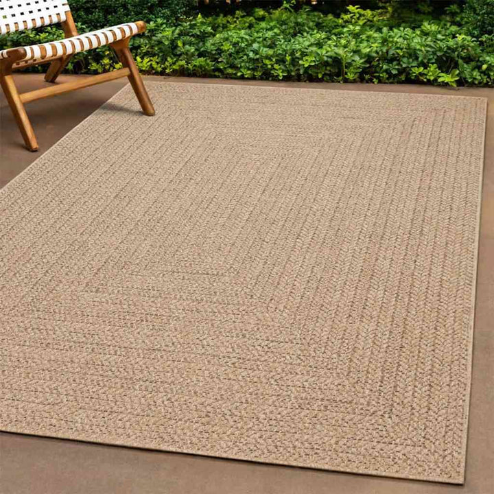 gulvtæppe ZIZUR 120x120 cm jute-look indendørs og udendørs