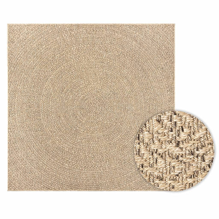 gulvtæppe ZIZUR 200x200 cm jute-look indendørs og udendørs