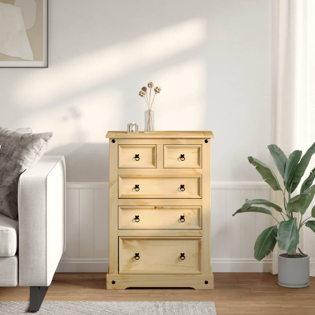 kommode Corona 80x43x114 cm massivt fyrretræ