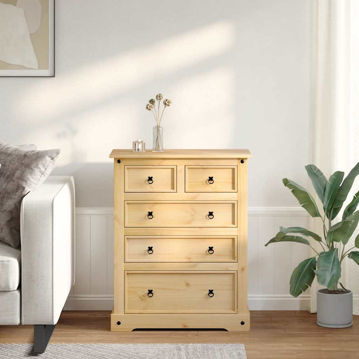 kommode Corona 92x48x114 cm massivt fyrretræ