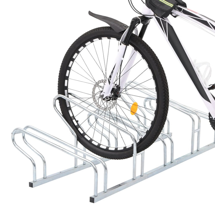 cykelstativ til 5 cykler fritstående galvaniseret stål