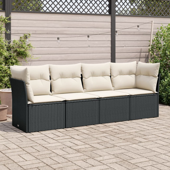 sofasæt til haven 4 dele med hynder polyrattan sort