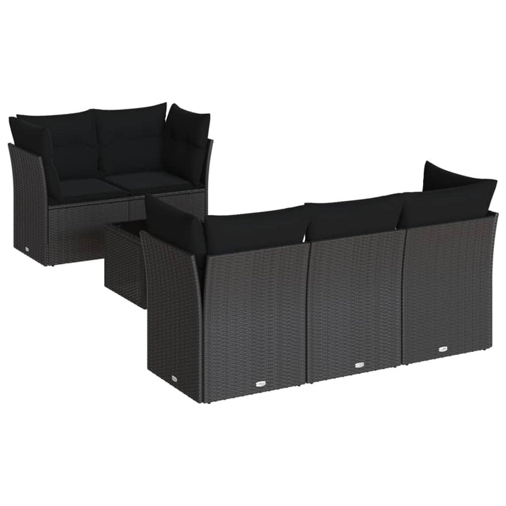 sofasæt til haven 6 dele med hynder polyrattan sort