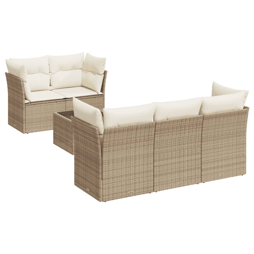 sofasæt til haven 6 dele med hynder polyrattan beige