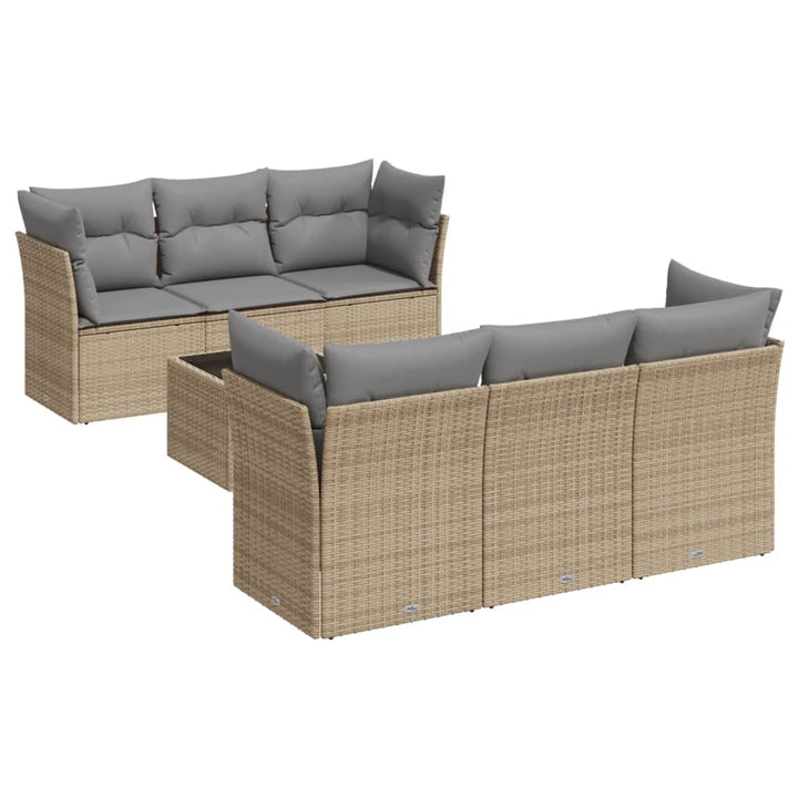 sofasæt til haven 7 dele med hynder polyrattan beige