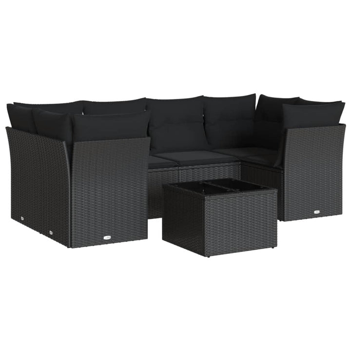 sofasæt til haven 7 dele med hynder polyrattan sort