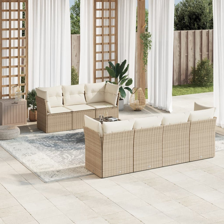 sofasæt til haven 8 dele med hynder polyrattan beige