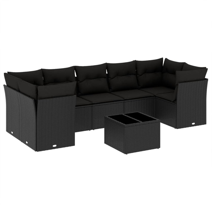 sofasæt til haven 8 dele med hynder polyrattan sort