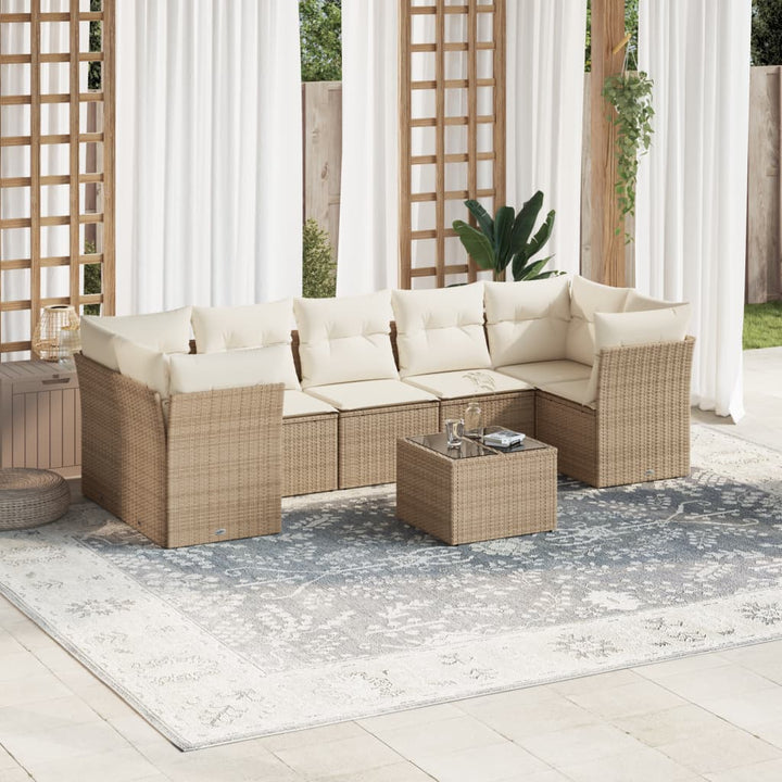 sofasæt til haven 8 dele med hynder polyrattan beige