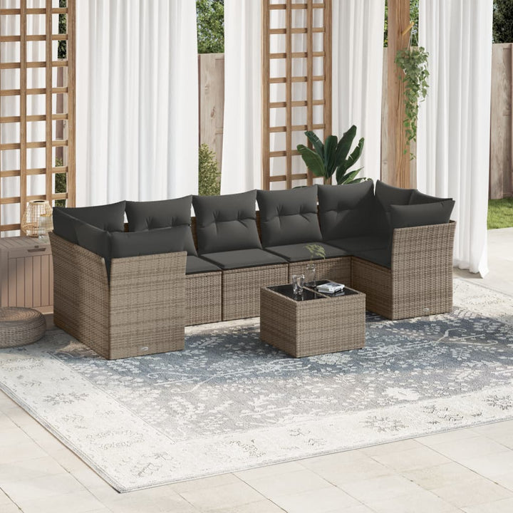 sofasæt til haven 8 dele med hynder polyrattan grå